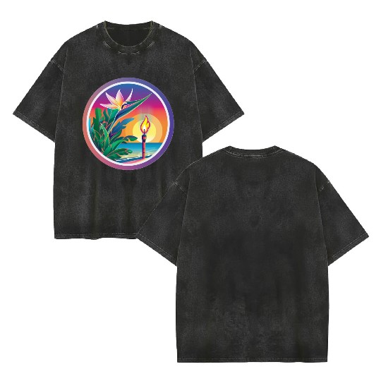 Paradise Flower and Torch Double Sided Mineral Wash T Shirts