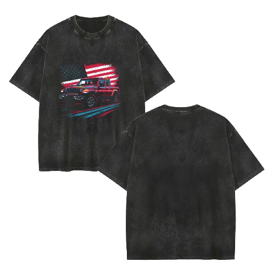 Jeep Gladiator JT US Flag Double Sided Mineral Wash T Shirts
