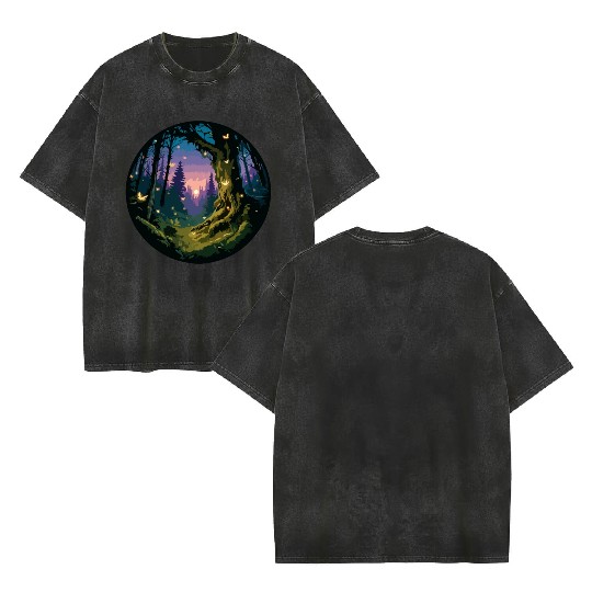 Enchanted Forest: Mystical Twilight Double Sided Mineral Wash T Shirts