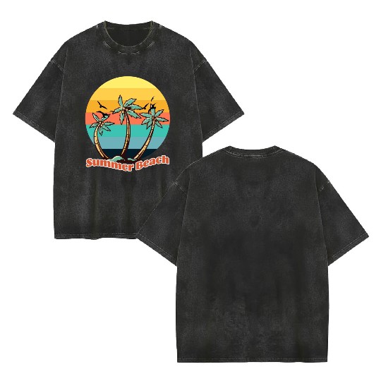 Summer Beach Double Sided Mineral Wash T Shirts