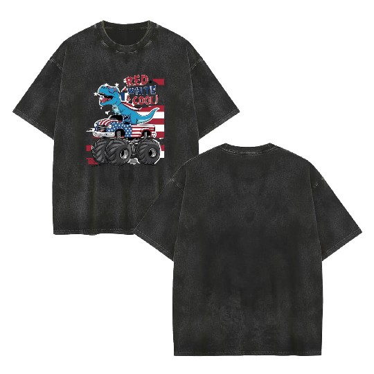 red nand cool 4th July Double Sided Mineral Wash T Shirts