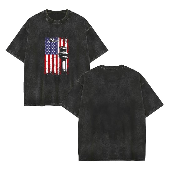 American Flag US, air traffic controller Double Sided Mineral Wash T Shirts
