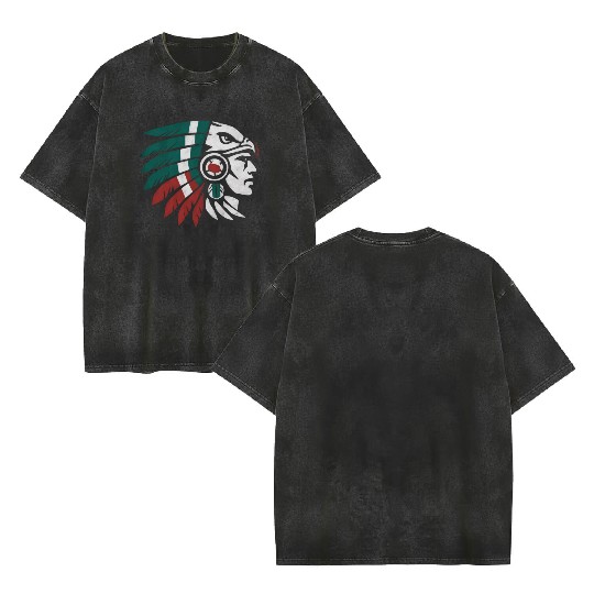 Aztec Warrior Indigenous Mexican Aztec Jaguar Double Sided Mineral Wash T Shirts