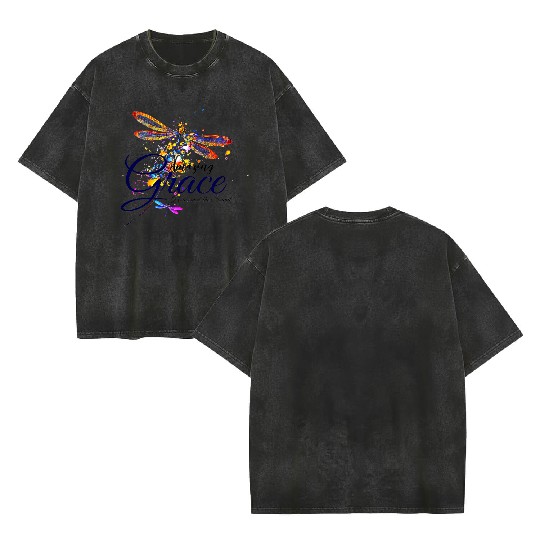 Amazing Grace Dragonfly splatter Double Sided Mineral Wash T Shirts