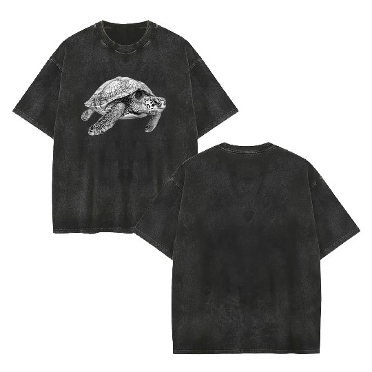 Serene Sea Turtle Double Sided Mineral Wash T Shirts