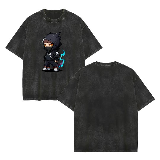 Chibi Dragon Ninja Character Double Sided Mineral Wash T Shirts