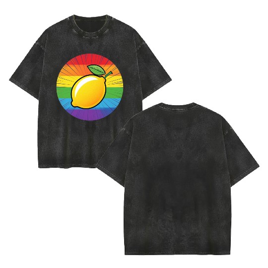 LGBTQ Lemon Double Sided Mineral Wash T Shirts
