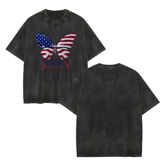 PATRIOTIC butterfly elegance Double Sided Mineral Wash T Shirts