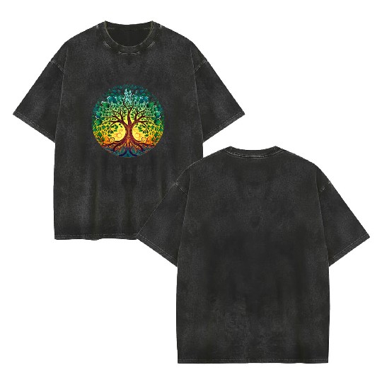 Tree of life, clothing, general items,Tree of Life Double Sided Mineral Wash T Shirts