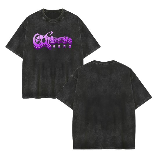 Guitar Hero - Typography Design Double Sided Mineral Wash T Shirts