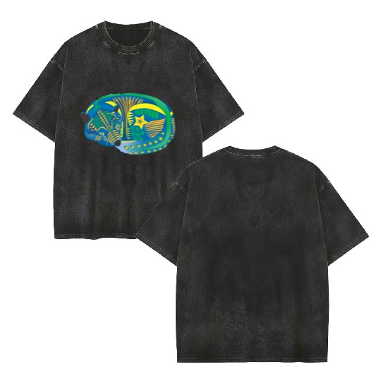 Alebrije Sleeping Wolf Double Sided Mineral Wash T Shirts