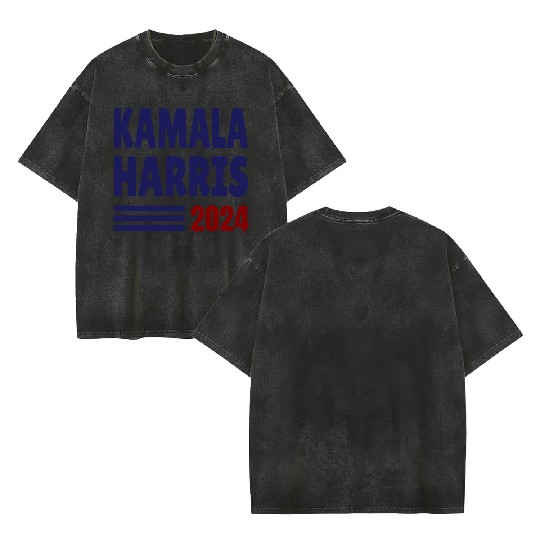 Kamala Harris 2024 for President USA Double Sided Mineral Wash T Shirts