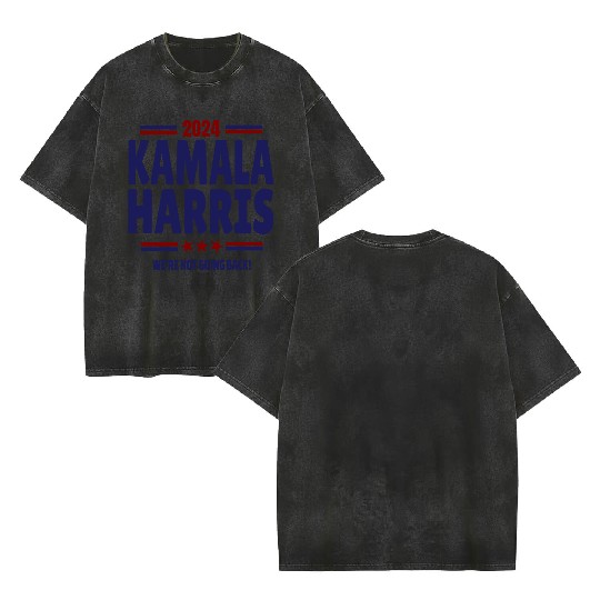 Kamala Harris 2024 for President Stars Double Sided Mineral Wash T Shirts