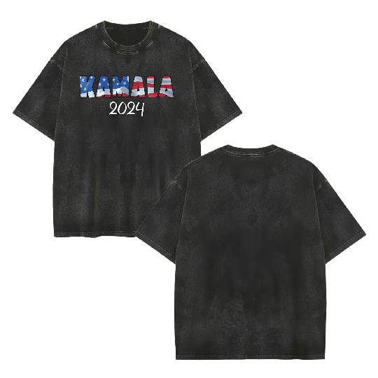 Kamala Harris 2024 For President Campaign Design Double Sided Mineral Wash T Shirts