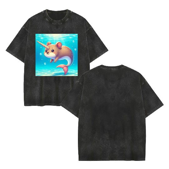 The narwhal-qoukka Double Sided Mineral Wash T Shirts