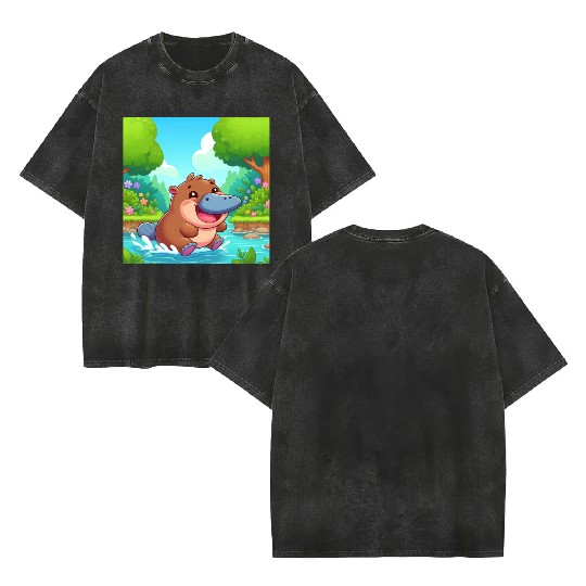 The hippo-platypus Double Sided Mineral Wash T Shirts