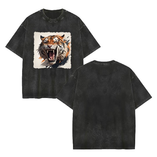 Don't Make a Roaring Tiger Angry Double Sided Mineral Wash T Shirts