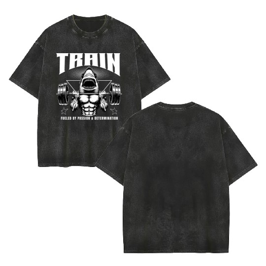 Train Gym Workout Fueled By Passion Double Sided Mineral Wash T Shirts