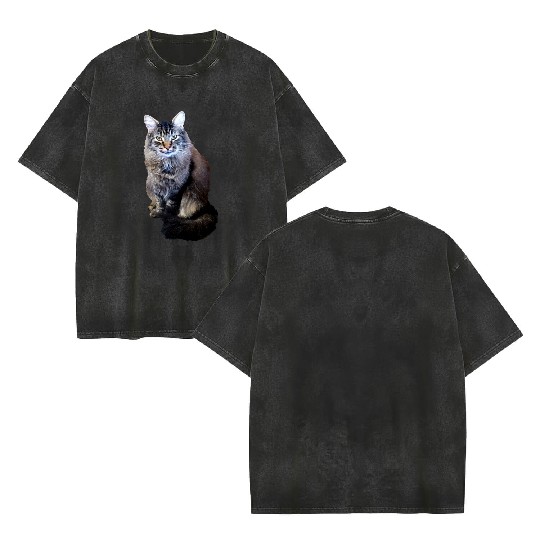 Indie the Cute Cat Double Sided Mineral Wash T Shirts