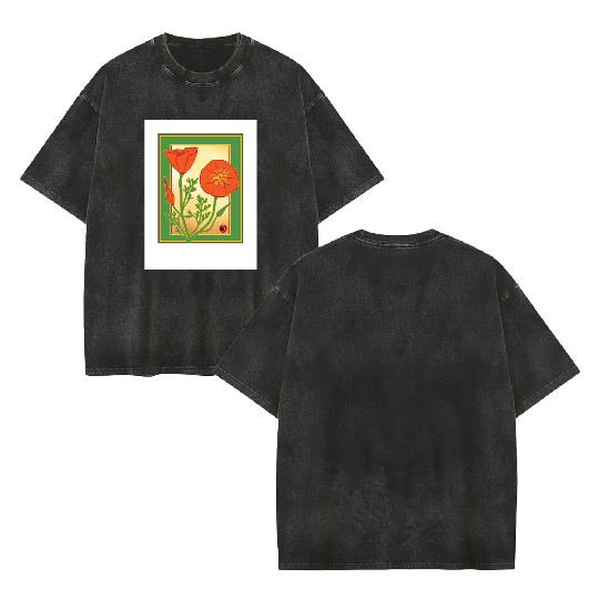 California Poppies illustration poster Double Sided Mineral Wash T Shirts