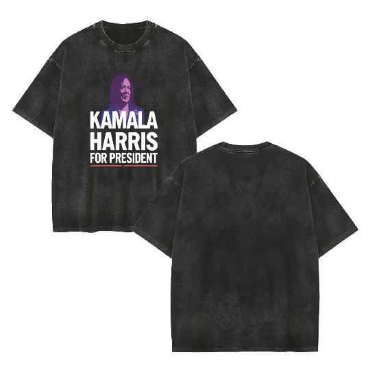 kamala harris for president Double Sided Mineral Wash T Shirts