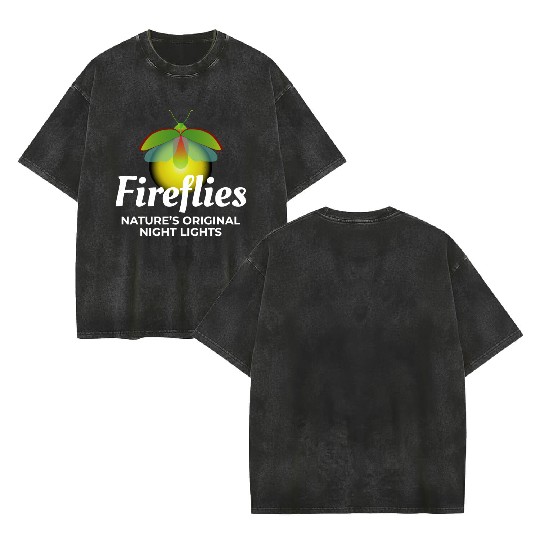 Fireflies Firefly Lightning Bug Insect Collector Double Sided Mineral Wash T Shirts