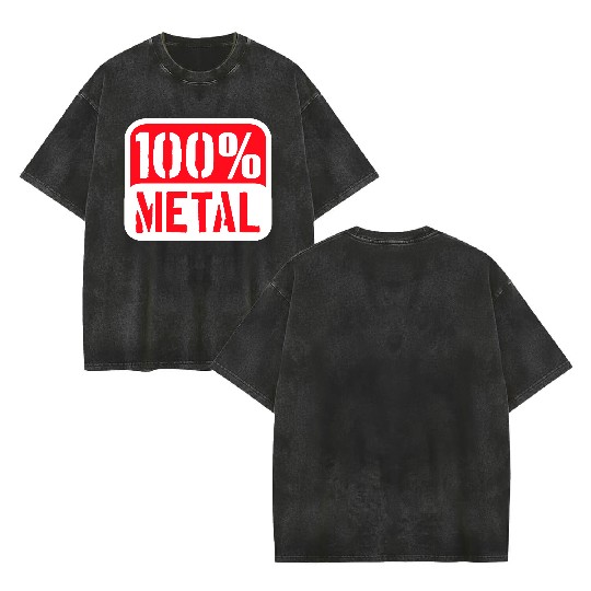 100 % Percent Rock Heavy Metal Music Text Logo Double Sided Mineral Wash T Shirts