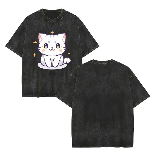 Meow Series: Starry Eyes Double Sided Mineral Wash T Shirts