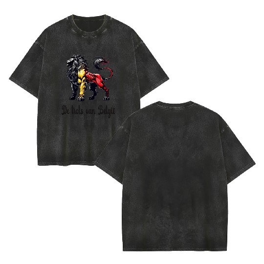 Belgium lion flag design Double Sided Mineral Wash T Shirts