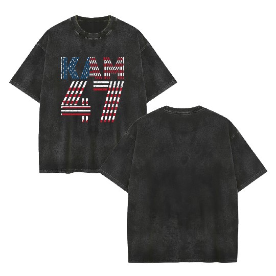 Kam 47 Kamala Harris President USA America 2024 Double Sided Mineral Wash T Shirts