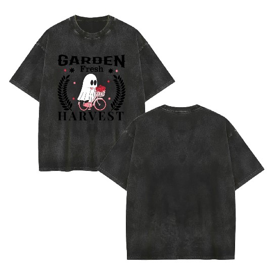 Garden Fresh Harvest, Flowers Harvest Design Double Sided Mineral Wash T Shirts