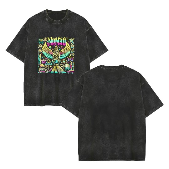 Anunakiz Celestial Enki Guardian Double Sided Mineral Wash T Shirts