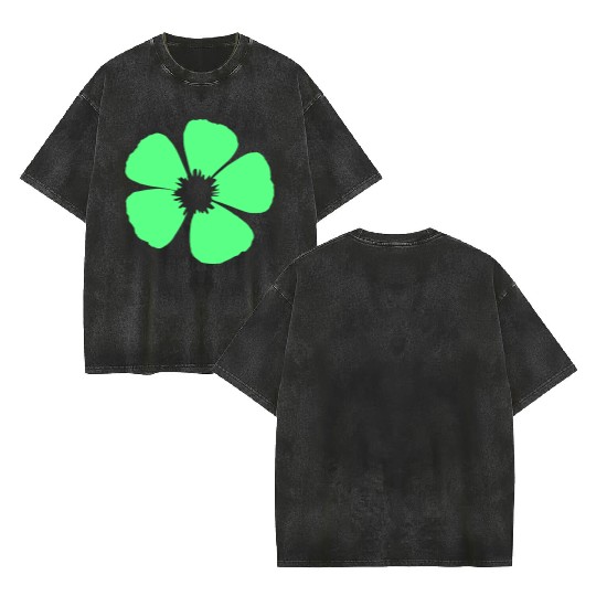 Green Beautiful Flower Spring Summer Nature Flower Double Sided Mineral Wash T Shirts