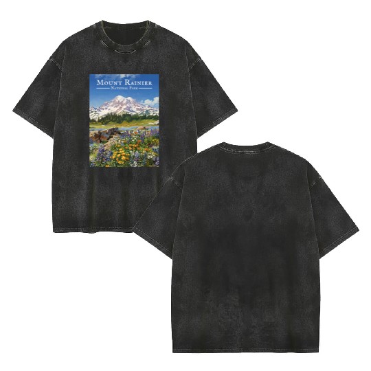Mount Rainier Paradise Meadows Double Sided Mineral Wash T Shirts