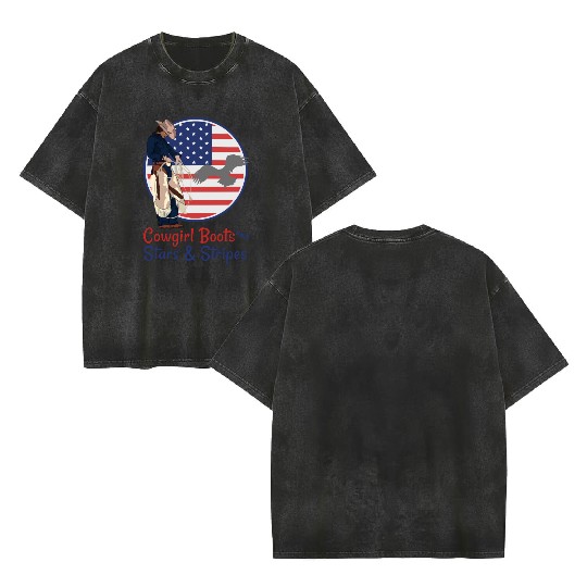 Cowgirl Boots and Stars & Stripes Double Sided Mineral Wash T Shirts