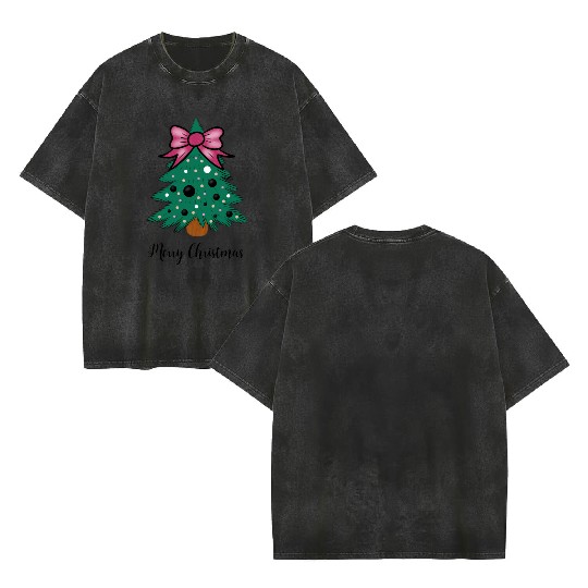 Christmas tree Double Sided Mineral Wash T Shirts