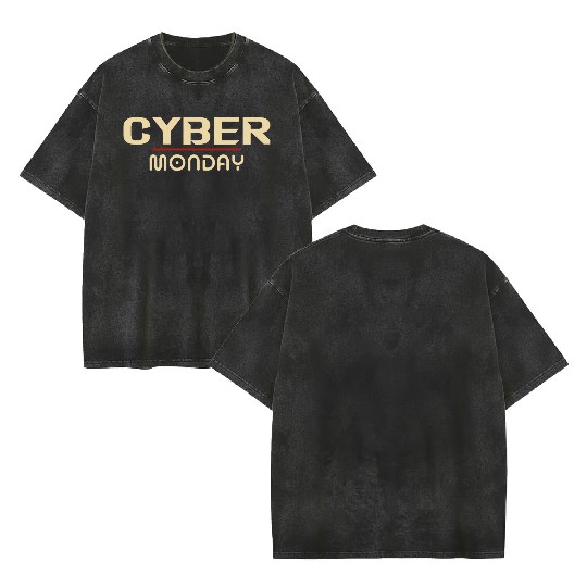 Cyber Monday Double Sided Mineral Wash T Shirts Design Retro vintage