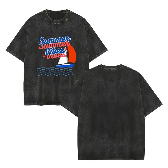 Summer Vibes Double Sided Mineral Wash T Shirts