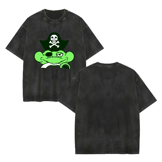 Frog Captain Hat Toad Funny Cool Comic Cartoon Fun Double Sided Mineral Wash T Shirts