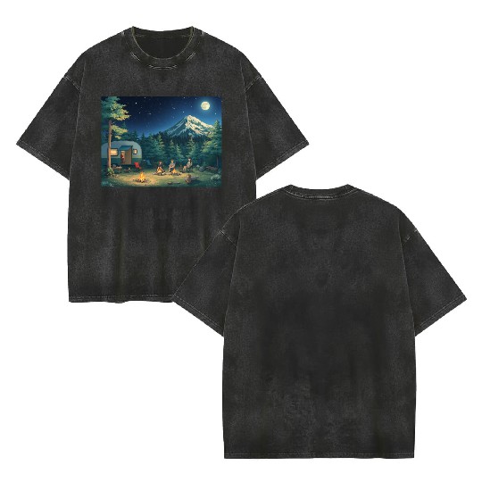 Digital nature bad painting Double Sided Mineral Wash T Shirts