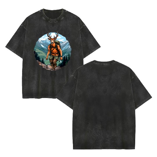 Deer hiking / mountaineering deer Double Sided Mineral Wash T Shirts