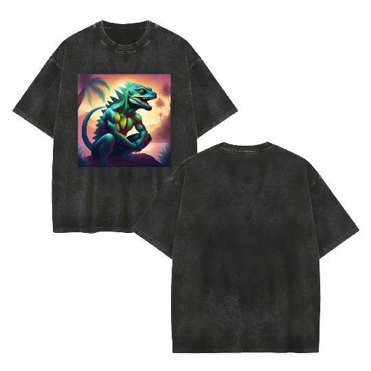 Mutant Lizard Man Double Sided Mineral Wash T Shirts