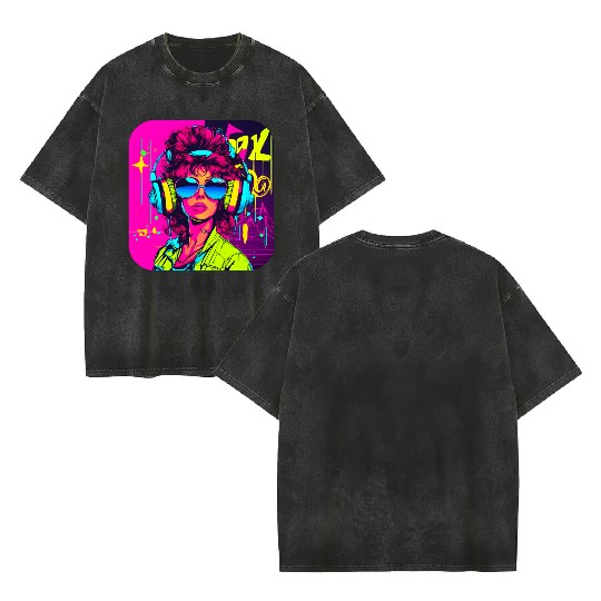 iconic pop culture 80s style fashion Double Sided Mineral Wash T Shirts
