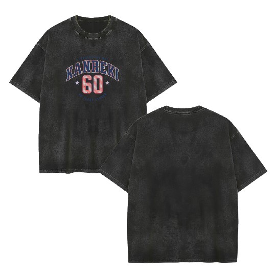 Kanreki 60th Birthday Japanese Name and Number Double Sided Mineral Wash T Shirts