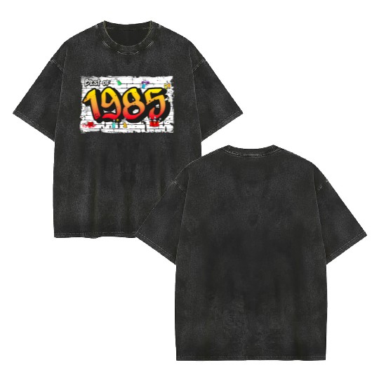 Best of 1985 Graffiti – 40 Years of Neon Nostalgia Double Sided Mineral Wash T Shirts
