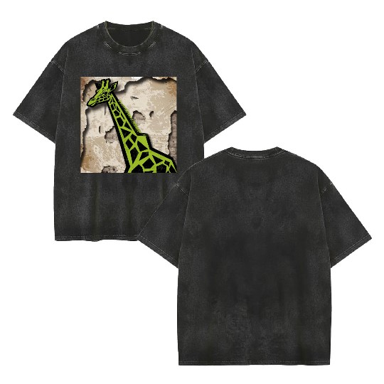 Stylized giraffe Double Sided Mineral Wash T Shirts