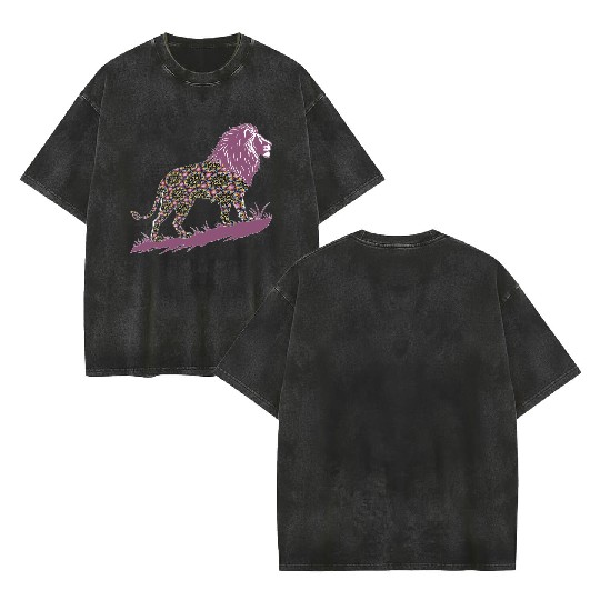 Star of David Pattern 1 Lion of Judah Double Sided Mineral Wash T Shirts