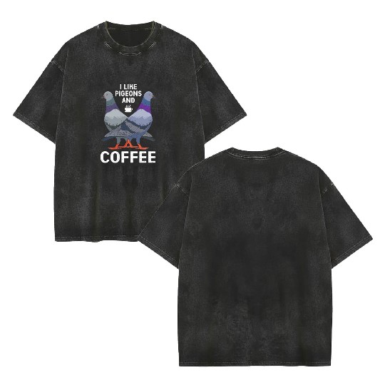 Pigeon Racing Coffee Bird Race Double Sided Mineral Wash T Shirts