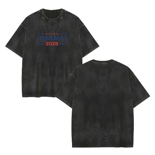 Obama For President 2028 Obama 2028 Double Sided Mineral Wash T Shirts