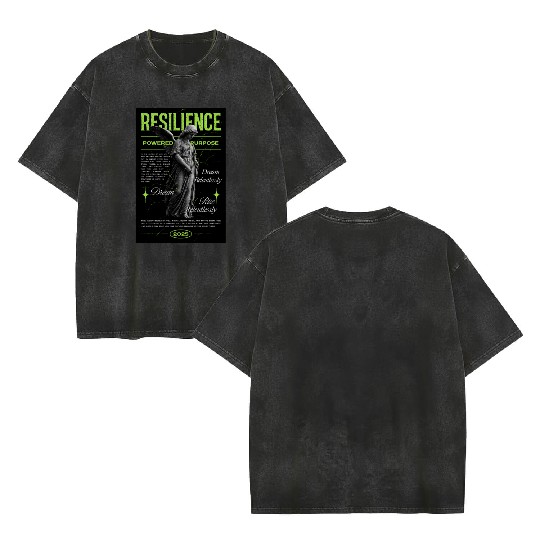 Resilience Angel – Neon Motivational Art Double Sided Mineral Wash T Shirts